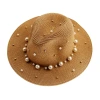 Wide-brimmed top hat, pearl sun hat, summer hat for women, Korean version, vacation and outing, beach hat, sun protection and shade hat Item Picture